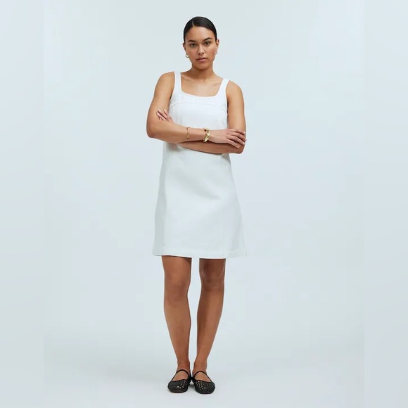 Madewell White Denim A-Line Sleeveless Mini Dress Size 4 - Picture 9 of 11